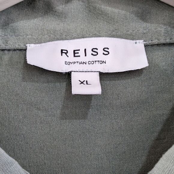 REISS Men's Elliot Egyptian Cotton Sage Green Pocket Polo T-Shirt Size XL - Picture 6 of 8